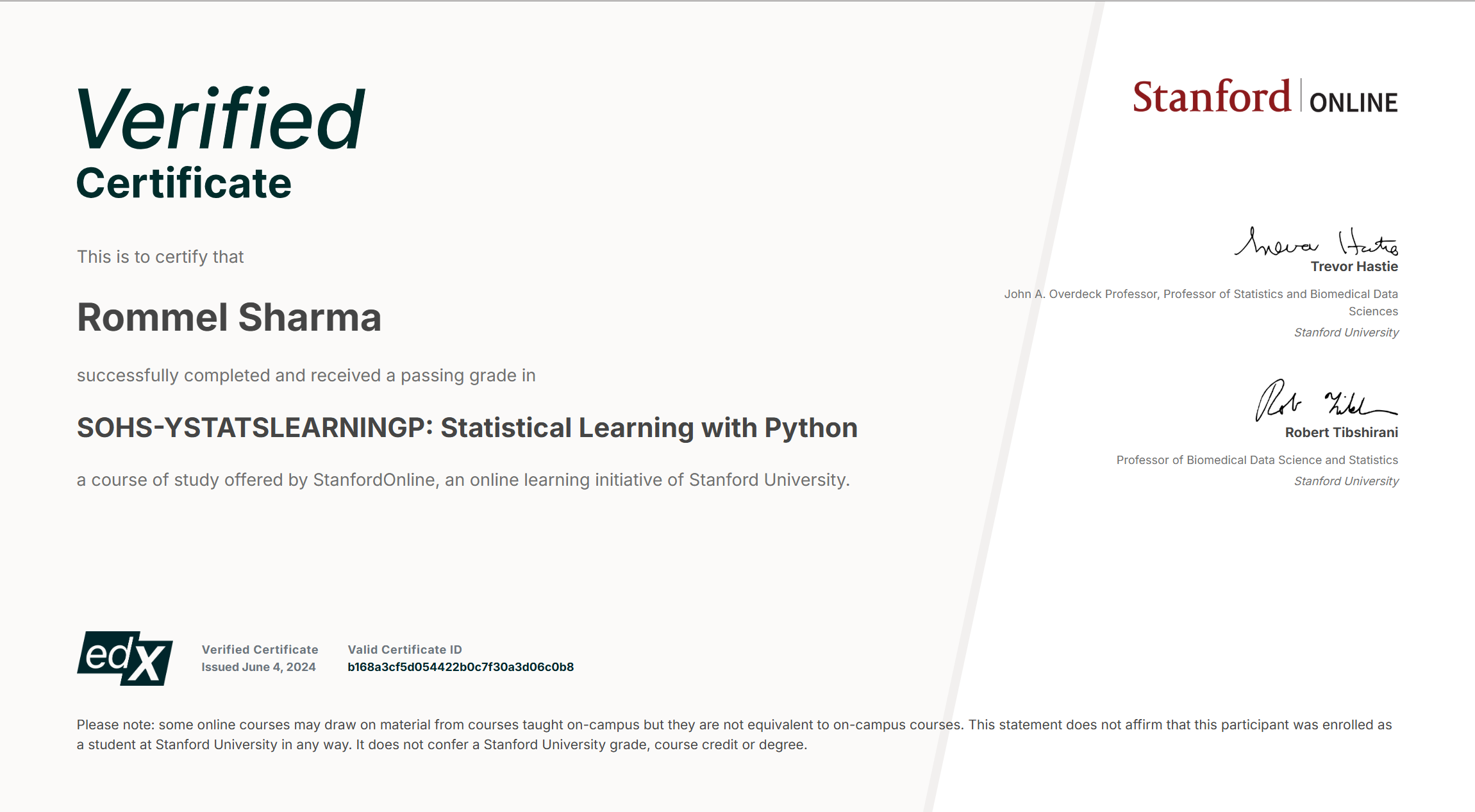 Statistical Learning with Python